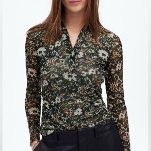 Madewell Green Print Long Sleeve Top